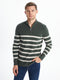 Turtle Neck Long Sleeve Striped Men's Tricot Sweater